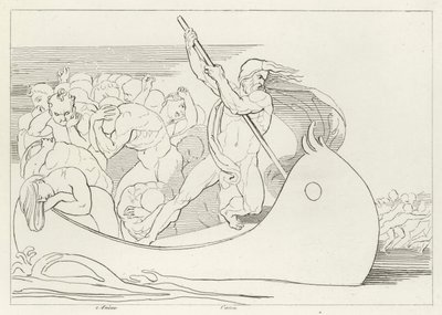 Łódź Charona, Inferno, Canto 3 (rycina) autorstwa John (after) Flaxman