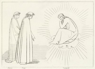 Dante Rozmowa z Cacciaguidą, Raj, Canto 17 (grafika) autorstwa John (after) Flaxman
