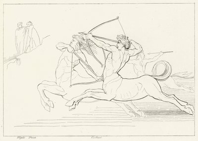 Spotkanie z Centaurami, Inferno, Canto 12 (grafika) autorstwa John (after) Flaxman