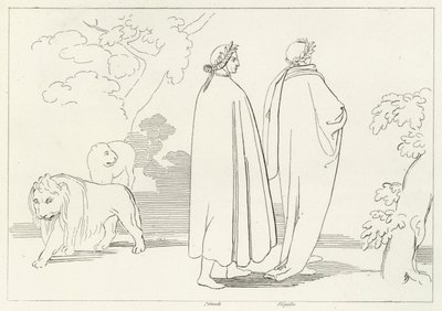 Wejście do ciemnego lasu, Inferno, Canto 1 (rycina) autorstwa John (after) Flaxman