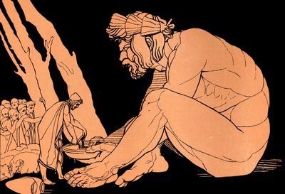 Odyseusz podaje wino Polifemowi, Odyseja (druk) autorstwa John (after) Flaxman