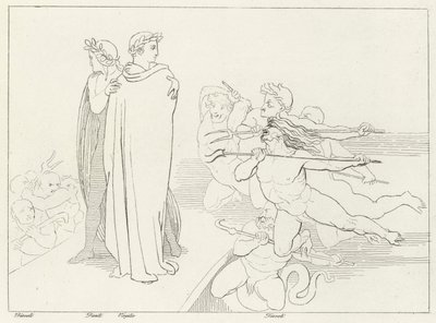 Most, Inferno, Canto 21 (rycina) autorstwa John (after) Flaxman