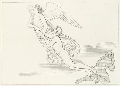Wyzwolenie Buonaconte, Czyściec, Canto 5 (rycina) autorstwa John (after) Flaxman