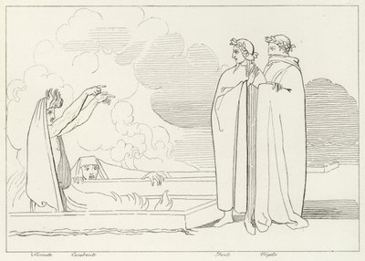 Ogniste Groby, Inferno, Canto 10 (rycina) autorstwa John (after) Flaxman