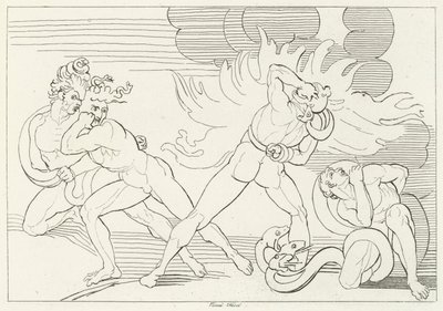 Ogniste węże, Inferno, Canto 24 (rycina) autorstwa John (after) Flaxman