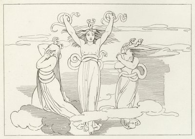 Furie, Inferno, Canto 9 (rycina) autorstwa John (after) Flaxman