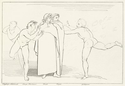 Deszcz ognia, Inferno, Canto 16 (rycina) autorstwa John (after) Flaxman