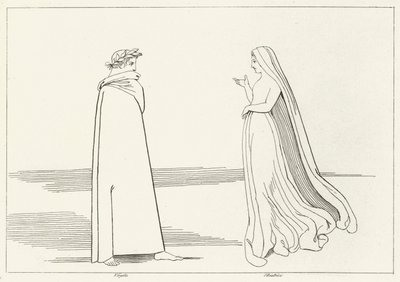 Spotkanie Wergiliusza i Beatrycze, Inferno, Canto 2 (rycina) autorstwa John (after) Flaxman