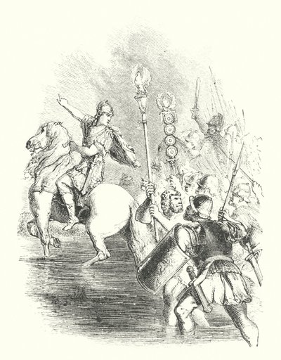 Cezar przekraczający Rubikon (rycina) autorstwa John (after) Gilbert