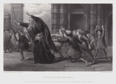 Shylock po procesie (grawerunek) autorstwa John (after) Gilbert