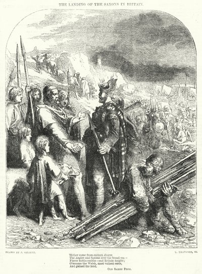 Lądowanie Sasów w Wielkiej Brytanii (rycina) autorstwa John (after) Gilbert