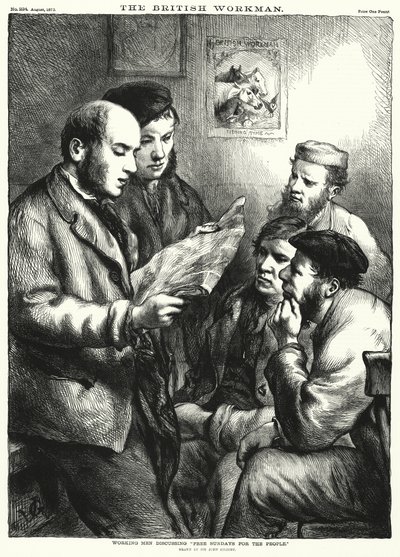 Robotnicy dyskutujący o „Wolnych Niedzielach dla Ludu” (rycina) autorstwa John (after) Gilbert