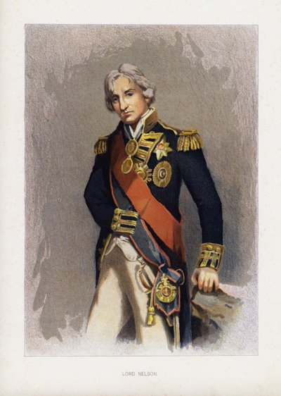 Admirał Lord Nelson, brytyjski dowódca marynarki wojennej (kolor lito) autorstwa John (after) Hoppner