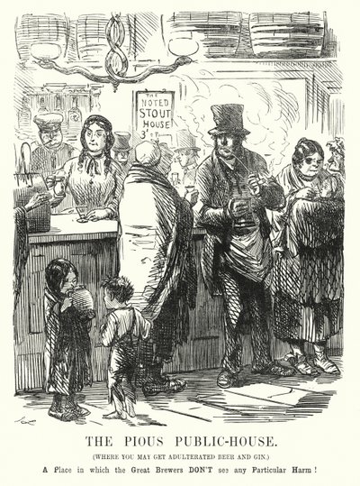 Punch cartoon: The Pobożny Dom Publiczny (Grawerowanie) autorstwa John (after) Leech