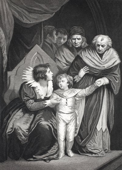 Elizabeth Woodville oddająca syna (lito) autorstwa John (after) Opie