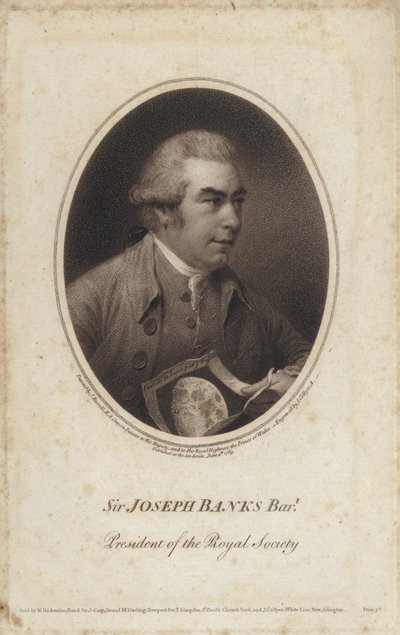 Sir Joseph Banks, angielski przyrodnik, botanik i prezes Royal Society (grafika) autorstwa John (after) Russell