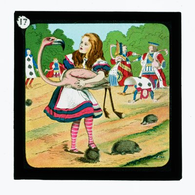 Alicja w Krainie Czarów, kolorowe slajdy do latarni (zjeżdżalnia z latarnią) autorstwa John (after) Tenniel