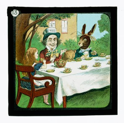 Alicja w Krainie Czarów, kolorowe slajdy z latarnią (zjeżdżalnia z latarnią) autorstwa John (after) Tenniel