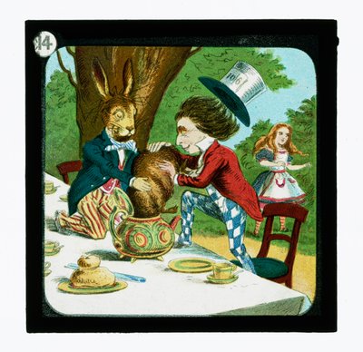 Alicja w Krainie Czarów, kolorowe slajdy z latarnią (zjeżdżalnia z latarnią) autorstwa John (after) Tenniel