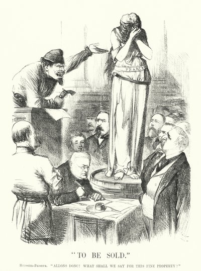 Punch cartoon: To Be Sold - Komuna Paryska (grawerowanie) autorstwa John (after) Tenniel