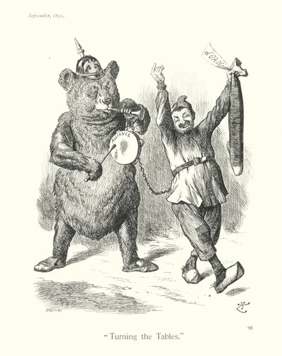 Kreskówka Sir Johna Tenniela: "Turning the Tables" (rycina) autorstwa John (after) Tenniel