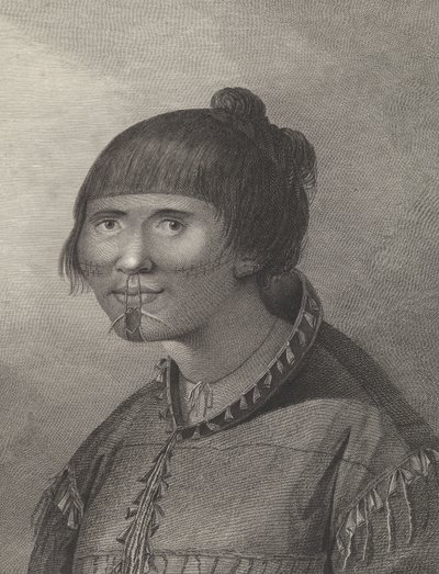 Kobieta z Oonalashki, koniec XVIII wieku (rycina) autorstwa John (after) Webber