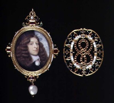 No.3863 Miniatura nieznanego mężczyzny, w oprawie i oprawie ze złota i klejnotów, ok. 1660 (welum) autorstwa John (attr. to) Hoskins