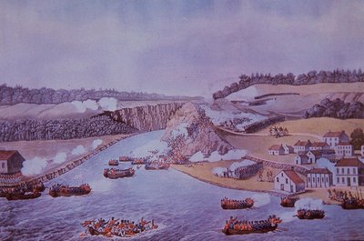 Bitwa pod Queenston Heights (kolor lito) autorstwa Walter Charles Mills