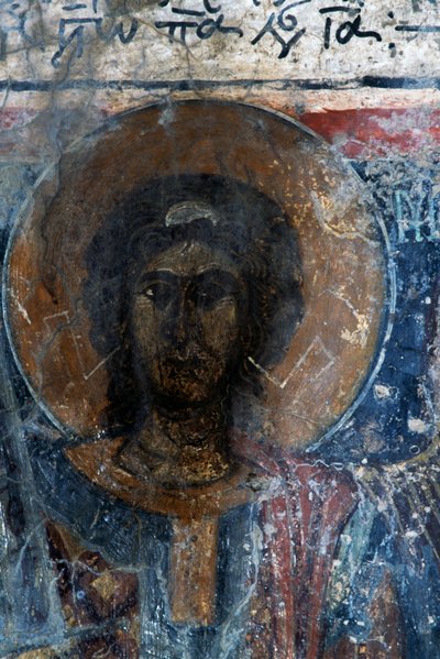 Chrystus, świeży chór Agia Paraskevi, Voutas, Crete, Greeke (zdjęcie) autorstwa Walter Charles Mills