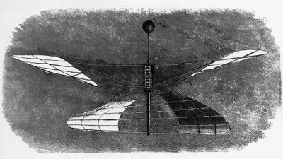 Helikopter Enrico Forlanini (1848-1930), rysunek tuszem, Włochy autorstwa Walter Charles Mills