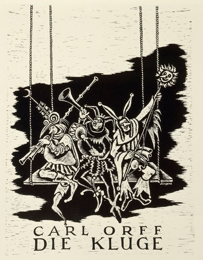 Niemcy, diessen am ammersee, Playbill na premierę Die Kluge (Mądra kobieta) Carla Orffa (1895-1982) we Frankfurcie autorstwa Walter Charles Mills