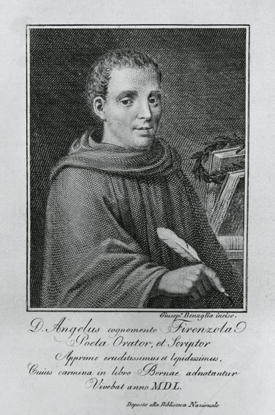 Portret Agnolo Firenzuoli (1493-1543), włoskiego pisarza i humanisty, rycina Giuseppe Benaglia (ok. 1796-ok. 1830) autorstwa Walter Charles Mills