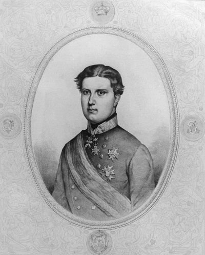 Portret Ferdynanda IV Habsburga-Lotaryngii (1835-1908), ostatniego wielkiego księcia Toskanii od 1859 do 1860, rycina autorstwa Walter Charles Mills