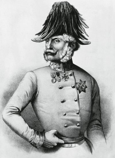 Portret Ferencza Gyulai (1798-1868), austro-węgierskiego generała i polityka, rycina autorstwa Walter Charles Mills