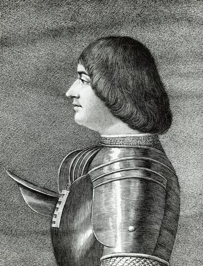 Portret Ludovica Sforzy, zwanego Il Moro (1452-1508), księcia Mediolanu, rycina autorstwa Walter Charles Mills