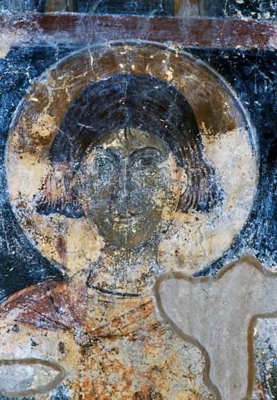 Święty, fresk Ioannisa Pagomenosa w kaplicy św. Mikołaja, Maza, Kreta, Grecja (zdjęcie) autorstwa Walter Charles Mills
