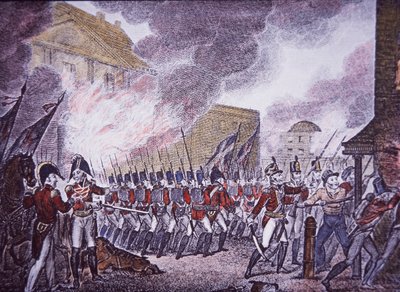 The Burning of Washington (kolorowy grawerunek) autorstwa Walter Charles Mills