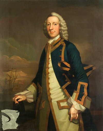 Portret kapitana, ok. 1750 (olej na płótnie) autorstwa John (attr.to) Wollaston