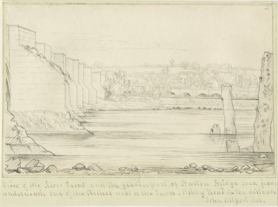 Burton-upon-Trent Bridge and Town: rysunek piórkiem, bd [c 1817] (rysunek) autorstwa John Allport