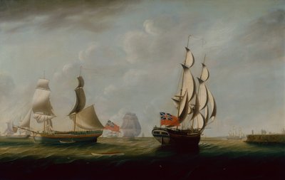 Dwa angielskie brygady Collier z Whitby z inną żeglugą poza nią (olej na płótnie) autorstwa John Askew