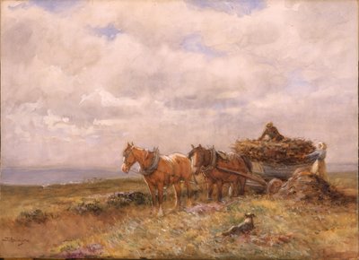 Rysunek Carting Turf (akwarela z dodatkiem bieli na papierze) autorstwa John Atkinson