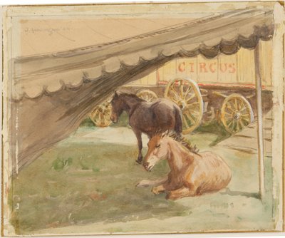 Dwa odpoczywające konie, 1884 autorstwa John Atkinson