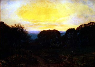 Ogrodnik kopiący grządkę kapusty o zachodzie słońca autorstwa John Atkinson Grimshaw