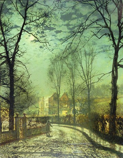 Droga w świetle księżyca, XIX w. autorstwa John Atkinson Grimshaw