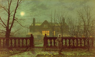 Pani w ogrodzie przy świetle księżyca, 1882 autorstwa John Atkinson Grimshaw