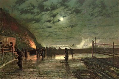 In Peril (The Harbour Flare) 1879 (olej na płótnie) autorstwa John Atkinson Grimshaw