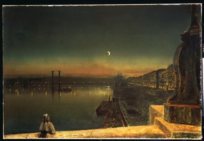 Rouen nocą z Pont de Pierre, 1878 autorstwa John Atkinson Grimshaw