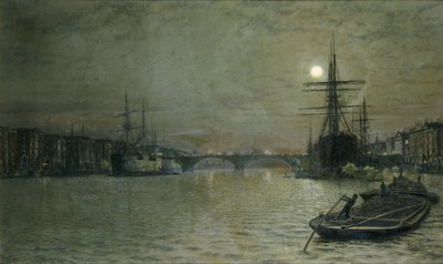 Basen i most londyński nocą, 1884 autorstwa John Atkinson Grimshaw