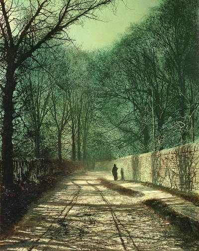 Cienie drzew na ścianie parku, Roundhay, Leeds autorstwa John Atkinson Grimshaw