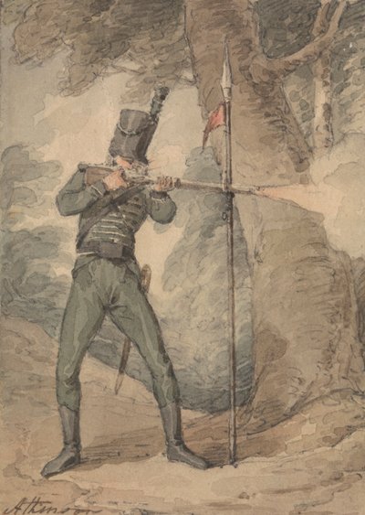 Strzelec na treningu muszkietowym autorstwa John Augustus Atkinson